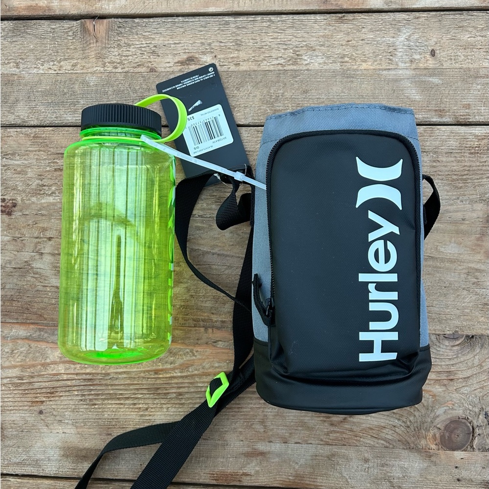 Hurley Gray & Neon Green Bottle Carrier Crossbody - Picture 5 of 7